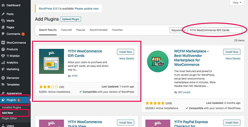 YITH WooCommerce Gift Cards plugin on WordPress Plugins repository